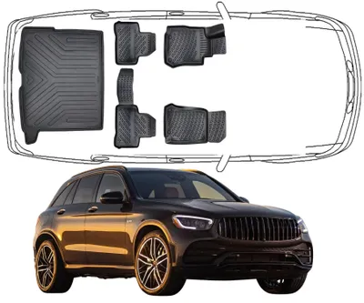 Produktbild von 3D Fußmatten & Kofferraumwanne Auto Set Kompatibel mit Mercedes GLC SUV X253 2015 - 2022