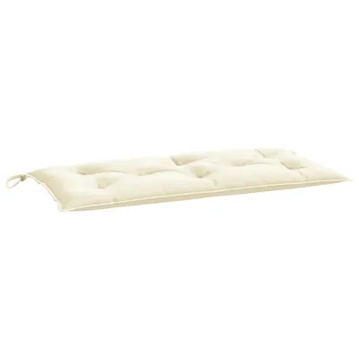 A cream-colored bench cushion on a white background.