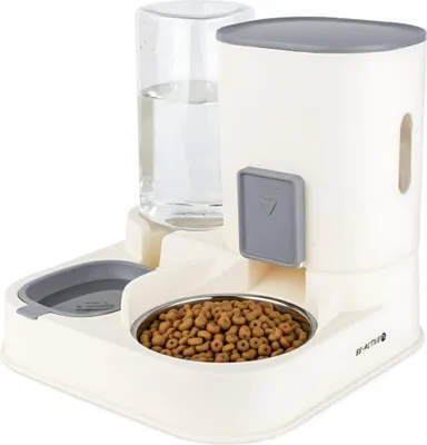 Produktbild von Futterautomat Wasserautomat für Tiere, 2in1 Automat Spender Wasser für Hunde Katzen, Futterstation