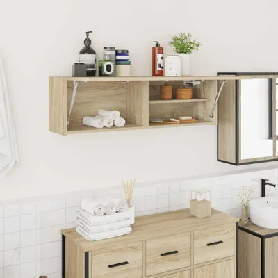 Image de vidaXL Armoire murale de salle de bain Chêne Sonoma 100x25x30 cm Bois composite