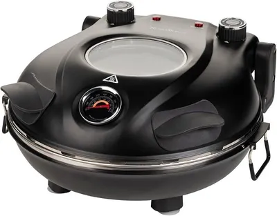 Obrázok produktu pre Elektrická pizza pec do 400°C s 30 cm pizza kameňom, 1200W dvojitým vykurovaním (horné a spodné), s priehľadným okienkom a teplomerom, určená na prípravu autentickej pizzy v domácich podmienkach