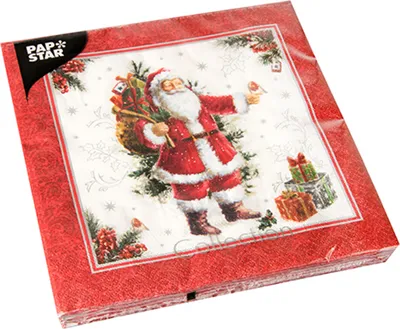 Produktbild von 20 Weihnachtsservietten Servietten, 3-lagig 1/4-Falz 40 cm x 40 cm Weihnachtsman
