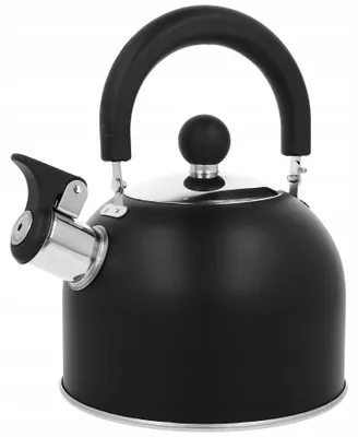 Image de Bouilloire noire avec sifflet - 1,5 L - Compatible avec l'induction