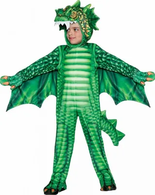 Produktbild von Grüner Drache Kleinkinder Kostüm für Karneval & Halloween Größe: L (2-4 Jahre)