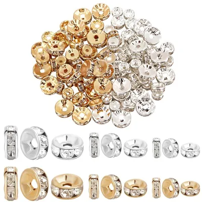 Strass Abstandskugeln 120 Stk. 18K Gold & Silber 3 Größen