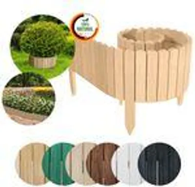 Produktbild von Floranica Rollborder Flexibler Holzzaun Rolborder 200 x 30 cm Natur Beeteinfassung Rasenkante Gartenzaun Holz Dekozaun Mini Zaun