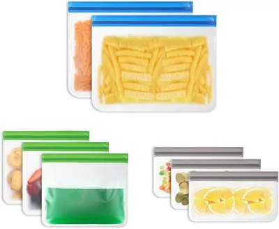 Produktbild von PolkaHome® 8er Set Herstellbare Lebensmittelbeutel, Ziplock Sandwichbeutel, Gefrierbeutel, Leakproof Aufbewahrungstasche, BPA-frei,