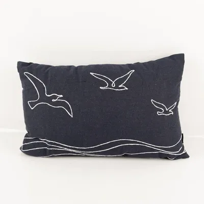 Produktbild von Deko-Kissen Möwen 40x60 cm Jeansblau meliert Maritim inkl. Füllung
