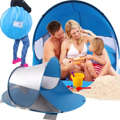 Produktbild von FIT4MED | Strandzelt - Blau - 220x120cm - Uv-schutz 50 - Selbstaufbauendes Zelt