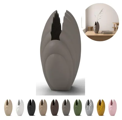 Produktbild von Deko Vase Muschel 13,8 cm, skulptural aus PLA – Grau