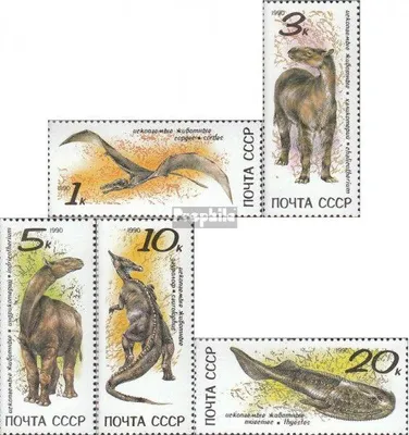 Produktbild von Briefmarken Sowjetunion 1990 Mi 6116-6120 (kompl.Ausg.) gestempelt Prähistorische Tiere