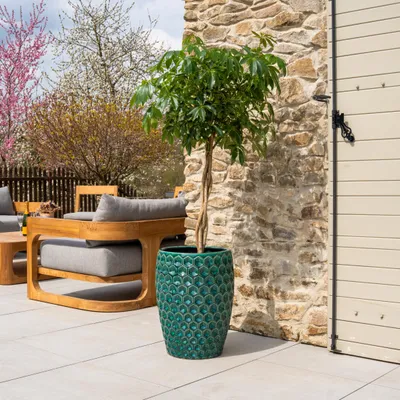 Produktbild von Provencelia Keramik Pflanzkübel Versailles dunkelgrün, Ø38 x H54 cm, handgefertigt, glasiert, Outdoor, Terrasse