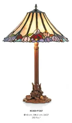 Produktbild von Handgefertigte Tiffany Hockerleuchte Tischleuchte Höhe 61 cm, Durchmesser 40 cm - Leuchte Lampe