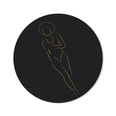 Produktbild von MuchoWow® Mauspad Mousepad Frau - Gold - Schwarz - Strichzeichnung 30x30 cm - Mousepads - Maus Mat - Pad - Mausunterlage - Tischunterlage - Schreibtischmatten