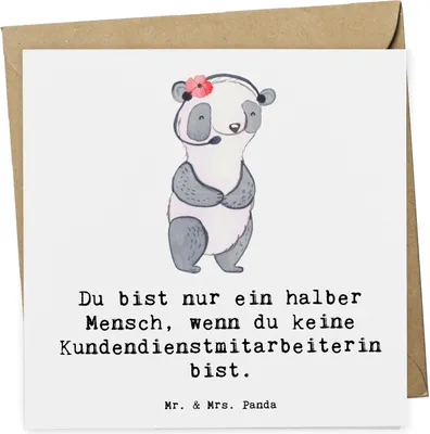 Produktbild von Mr. & Mrs. Panda Grußkarte Kundendienstmitarbeiterin Herz - Weiß - Geschenk, faltkarte, Customer Service, Klappkarte, Witzig, Glückwunschkarte, doppelkarte, Lustig