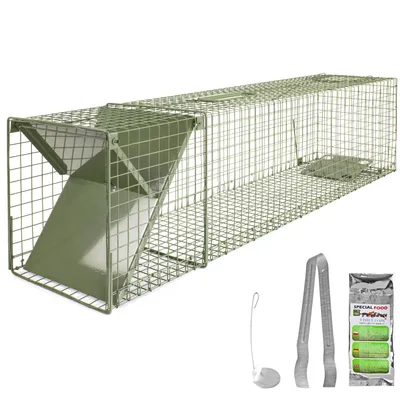Obrázok produktu pre Živá pasca Zelená drôtená pasca Marten Živá lasica Záhradný králik Obranná pasca na premiestnenie Domové doplnky Pasca na potkany 120 x 29 x 31 cm Petigi