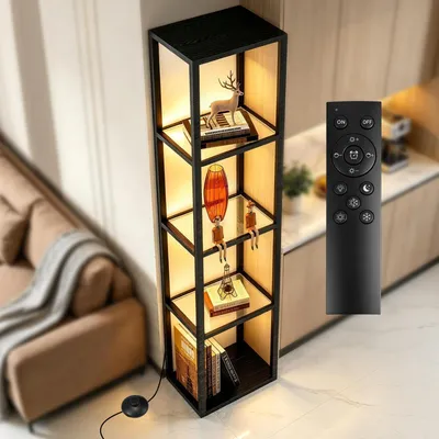 Produktbild von 5 Etagen LED Glasvitrine mit Ferngesteuerte Einstellbare Farbtemperaturen Helligkeit Bücherregal Vitrinenschrank Wohnzimmer Schlafzimmer (39x30x168cm)