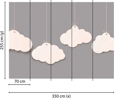 Produktbild von Tadessi Fototapete | Kinderzimmer | 3.50 m x 2.55 m | Grau | Weiß | Wandbild | Digitaldruck