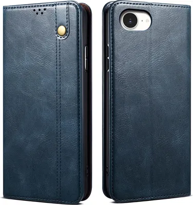 Produktbild von Hülle für iPhone 16e/iPhone 17e Leder Brieftasche Schutzhülle mit Standfunktion Blau
