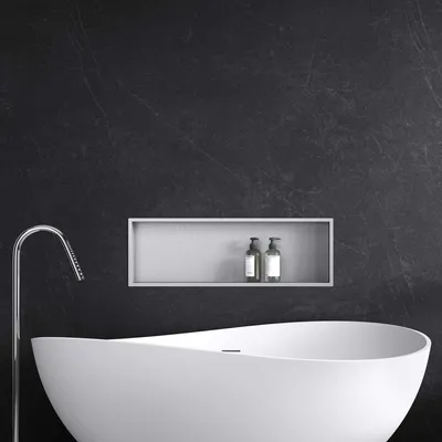 Produktbild von Mai & Mai Duschnische Bad Silber 30cm x 90cm x 8,3cm Wandnische befliesbar aus Edelstahl Duschregal einfache Montage