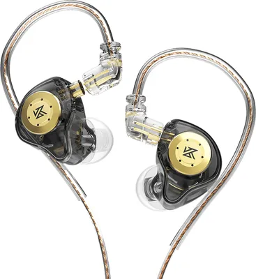 A pair of in-ear monitor headphones against a white background.