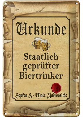 Produktbild von Blechschild Bier 20x30cm Urkunde er Biertrinker