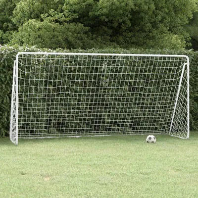 Obrázok produktu pre Futbalová bránka – 366 x 122 x 182 cm – Oceľ odolná voči poveternostným vplyvom – Biela oceľová sieťka