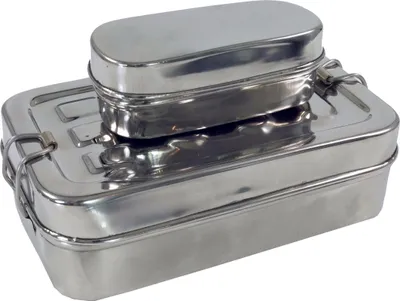 Produktbild von Edelstahl Brotdose, Frühstücksbox, Lunchbox, Vesperbox 2èr Set, 5*16*10 cm, Edelstahlgeschirr