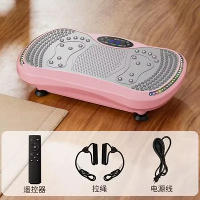 Productafbeelding van Draagbare vibratieplaat - Bluetooth - LED-display - weerstandsbanden - spierontspanning - beentraining - roze