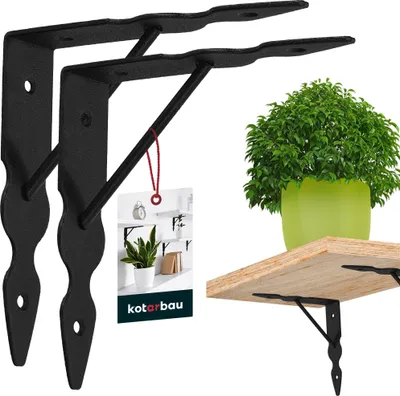 Produktbild von KOTARBAU® 2er Set Regalwinkel Schwarz Metall Stahl 150x150 mm Regalträger Metall Regalhalterung Schwarz Regal Winkel Regalhalterung Wand Regalhalter Winkel für Regal Wandhalterung Regal Winkel