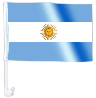 Produktbild von Auto Flagge Länder – Autofahne mit Länderflagge – Fanartikel EM WM Public Viewing – Flagge für Auto Fensterhalter – verschiedene Länder wählbar: Argentinien Land wählen: Argentinien