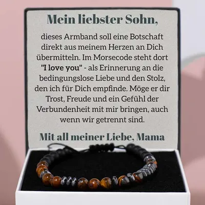 Produktbild von Tigerauge-Armband Partnerarmband - "Ich liebe dich" - AER_MORSEBRACELET