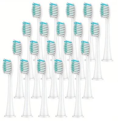 Produktbild von Elektrischer Zahnbürstenkopf, austauschbarer elektrischer Schallzahnbürstenkopf, geeignet für die elektrische Schallbürste von Philips Sonicare.Farbe:Weiß 20 Stück