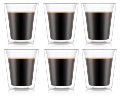 Produktbild von Set mit 6 Thermogläsern – BODUM – Feldflasche – Doppelwandig – 0,2 l – Transparent