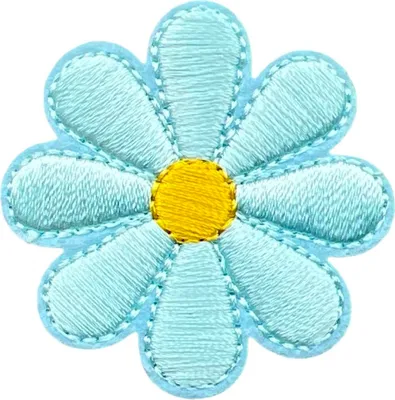 Produktbild von Gänseblümchen-Emblem-Aufnäher zum Aufbügeln, Hellblau