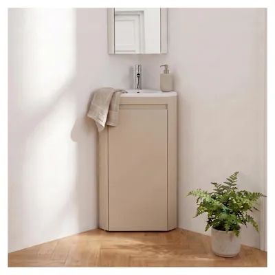 Produktbild von Eckwaschbecken auf Füßen mit SORRENTO-Armatur