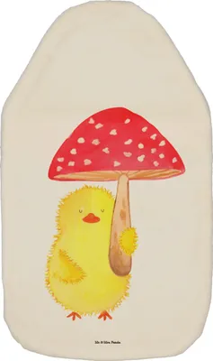 Produktbild von Mr. & Mrs. Panda Wärmflasche Küken Fliegenpilz - Weiß - Geschenk, Wärmekissen, Frohe Ostern, Bettflasche, Glückspilz, heißwasserbeutel, Wärmflaschen, mit Bezug