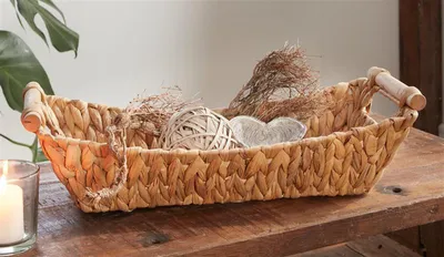 Produktbild von große Schale aus Wasserhyazinthe, 46x19 cm, stabil geflochten, Dekoschale, Obstkorb