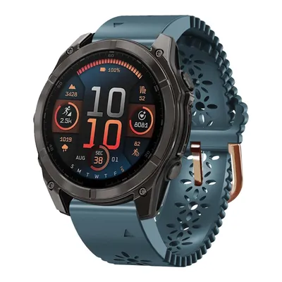 Produktbild von Für Garmin Fenix 8 AMOLED 43mm Spitzen Design Atmungsaktives 20mm Silikonarmband Dunkelblau