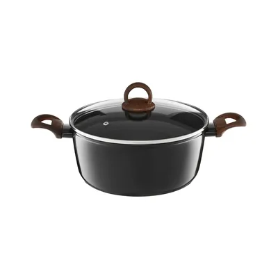 Image de Casserole Darkwood 24 cm en aluminium avec couvercle et Qualum Basic Stone Edition AMBITION