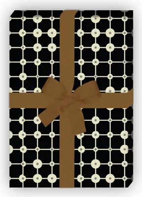 Produktbild von Geometrisches Designer Geschenkpapier mit Punkt Kachel Muster, schwarz weiß,  - G8698, 32 x 48cm