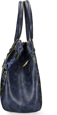 Produktbild von Laura Vita Damen Henkeltasche Umhängetasche mit floralem Muster Aramis 06, Farbe:Blau
