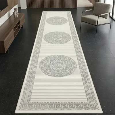Immagine prodotto di Tappeto dal fascino orientale | lussuoso | grigio antracite Dimensioni - 100 x 300 cm