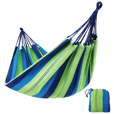 Produktbild von SONGMICS Hängematte 210 x 150 cm bis 300 kg belastbar Mehrpersonen Grün-Blaue Streifen GDC15L