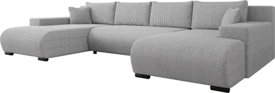 Produktbild von MIRJAN24 Ecksofa Nojan Cord, Wohnzimmer Eckcouch mit Bettkasten und Schlaffunktion, U-Form (Farbe: Poso 110)