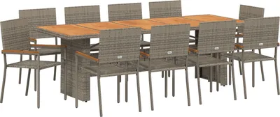 Produktbild von Möbel 11-teilige Gartentischgruppe Grau Poly Rattan - Gartenstühle 3365423