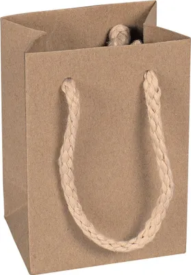 Produktbild von Papiertragetaschen, Braun, 7 x 10 x 5 cm, Baumwollkordel - 12er Pack