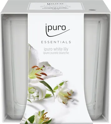 Produktbild von ipuro ESSENTIALS white lily, Zylinder, Weiß, Nelke, Zedernholz, Jasmin, Maiglöckchen, Pfirsich, Weißer Moschus, 1 Stück(e)