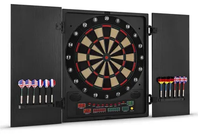 Obrázek produktu pro klarfit Dartchamp, černý, elektronický terč se šipkami a dvířky