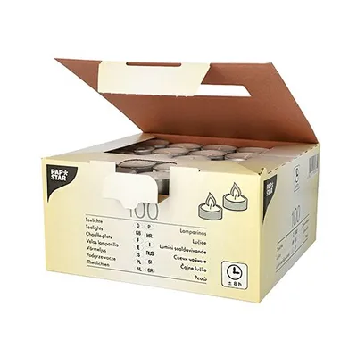 A box of 100 tealight candles.